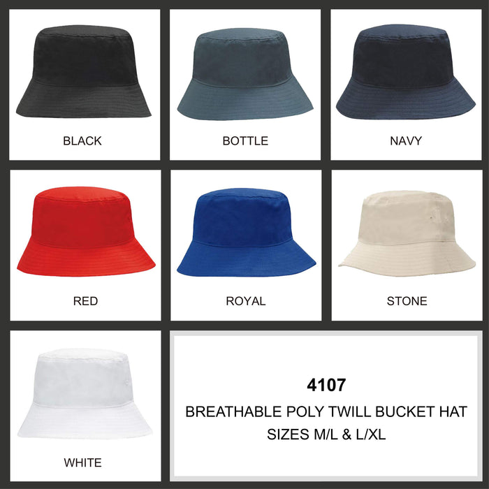Bucket Hat - Breathable Poly Twill - Sim Crawcour Pty Ltd